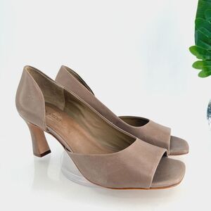 Bernardo Nieve D'Orsay Pump Brown Leather Slip on Career Size 10 Open Toe